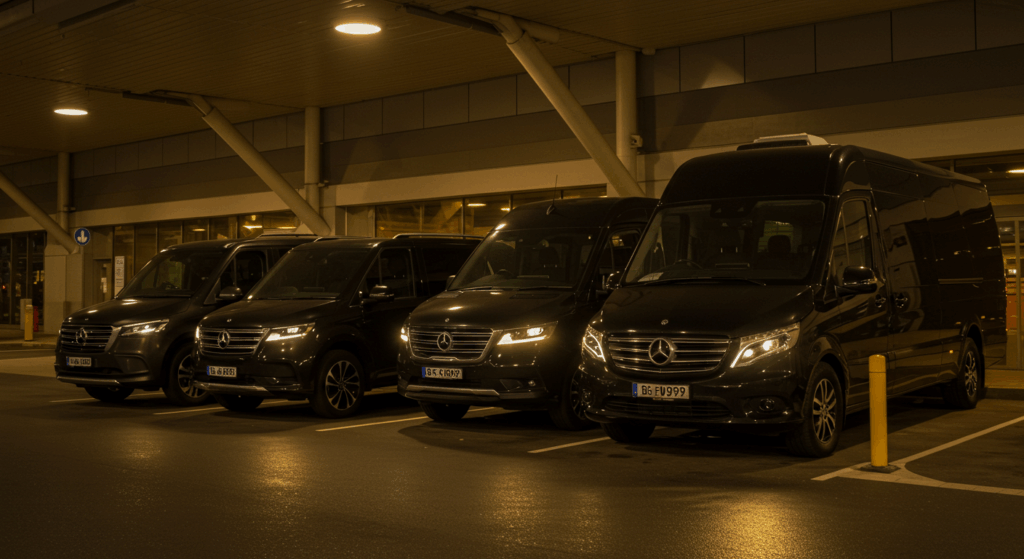Deretan kenderaan hitam mewah Bron4r di kawasan VIP Perth Airport