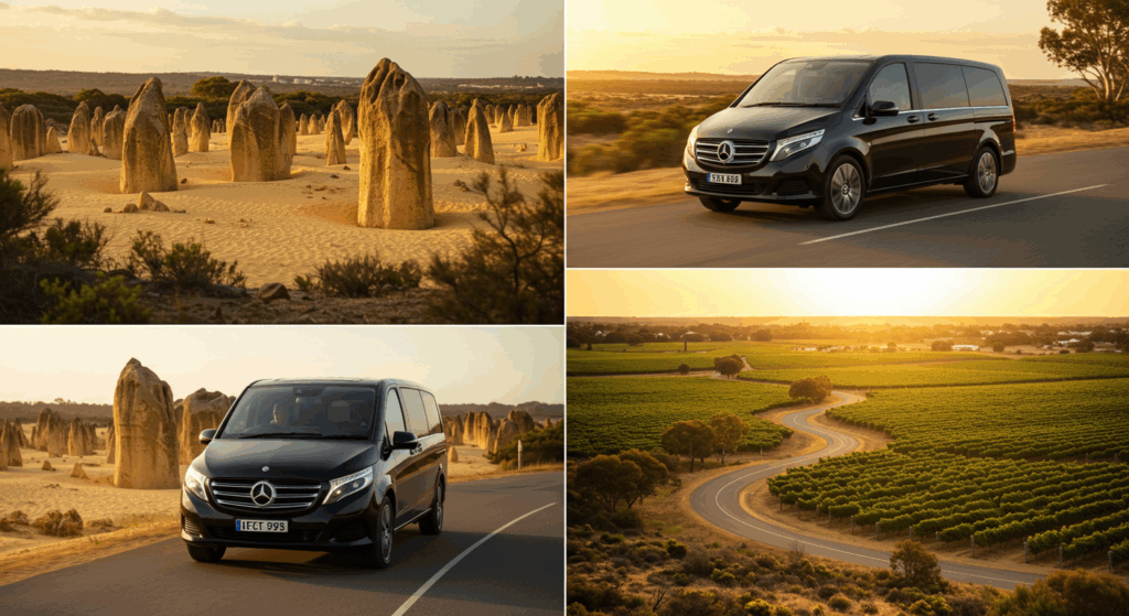 Kompilasi gambar lokasi pelancongan Perth dengan Mercedes V-Class hitam